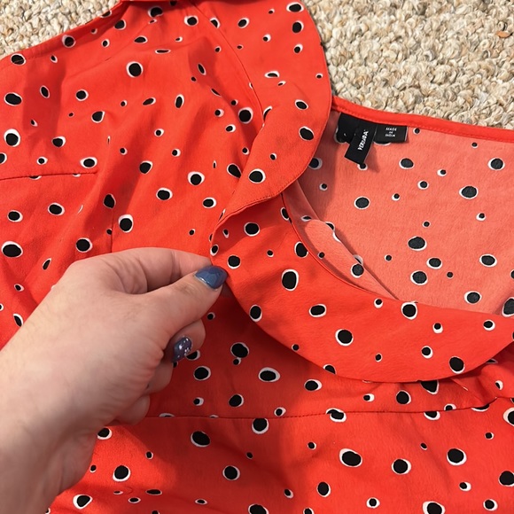 Vero Moda Red Wrap Spaghetti Strap Top with Black Spots - Picture 9 of 9